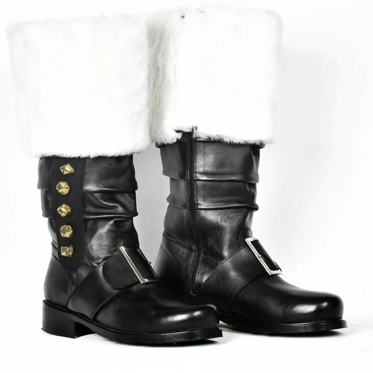 noirtide Custom-Made Santa Calus Fur Boots with Side Jingle Bells