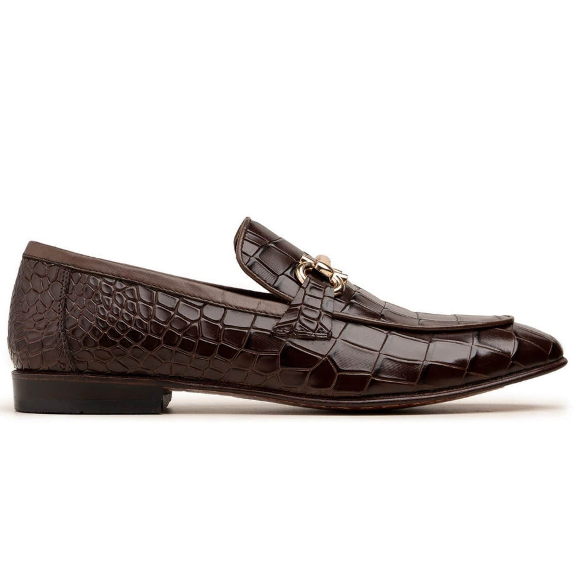 noirtide Hand-Made Custom Dark Brown Crocodile Pattern Leather Loafers