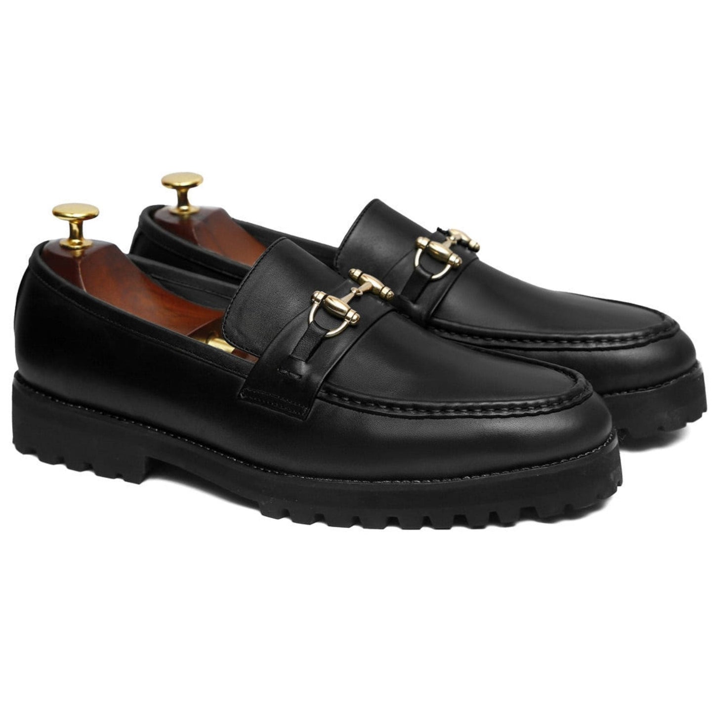 noirtide Hand-Made Custom Men's Black Calf Leather Chunky Loafer