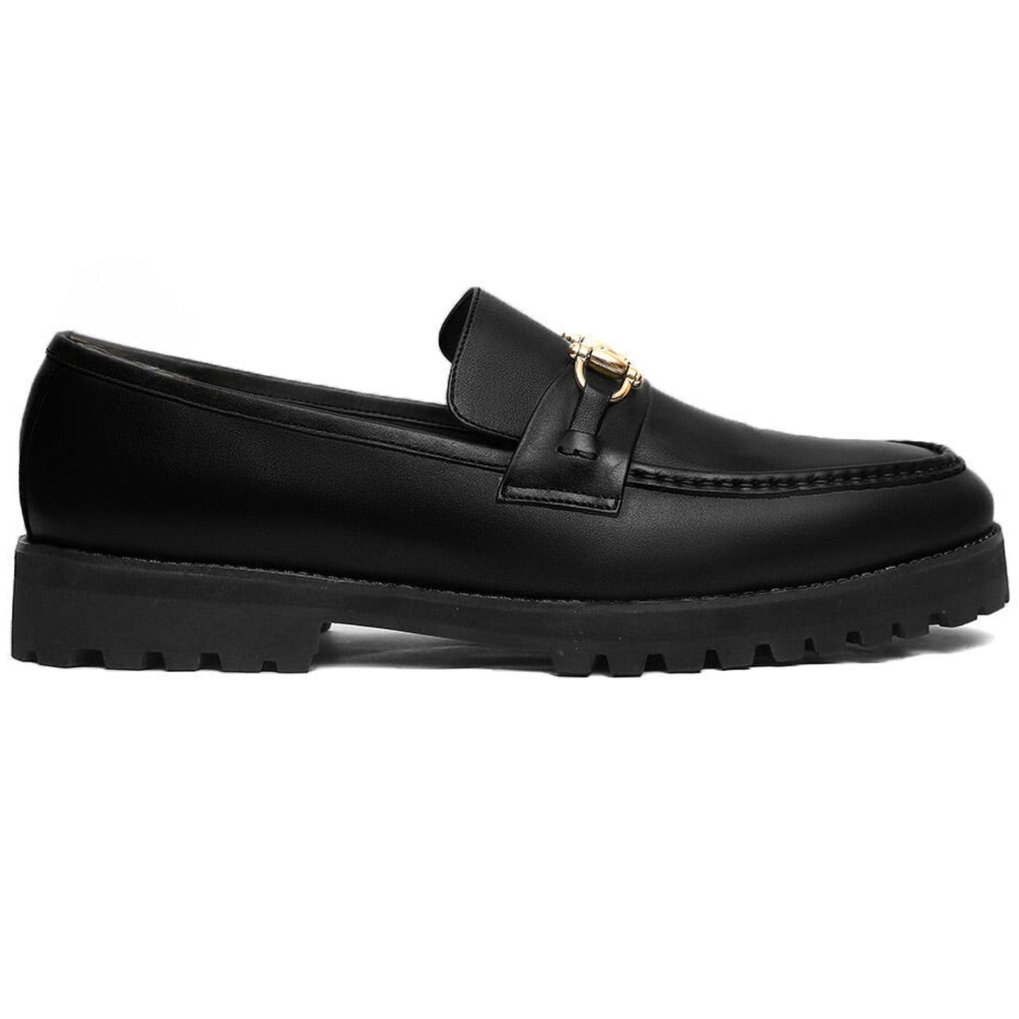 noirtide Hand-Made Custom Men's Black Calf Leather Chunky Loafer