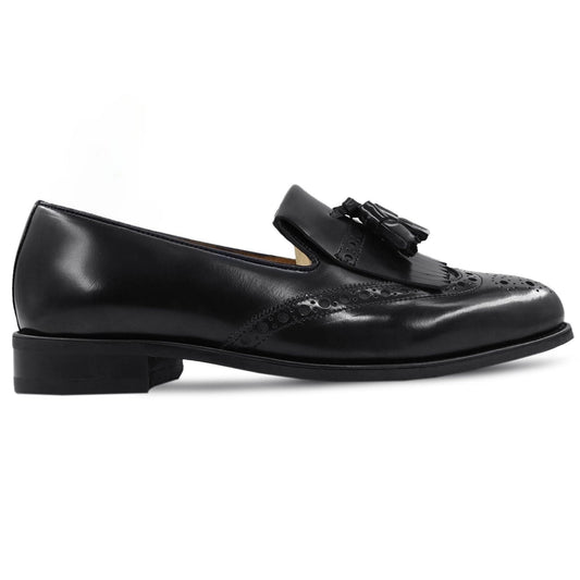 noirtide Hand-Made Custom Men's Black Calf Leather Loafer