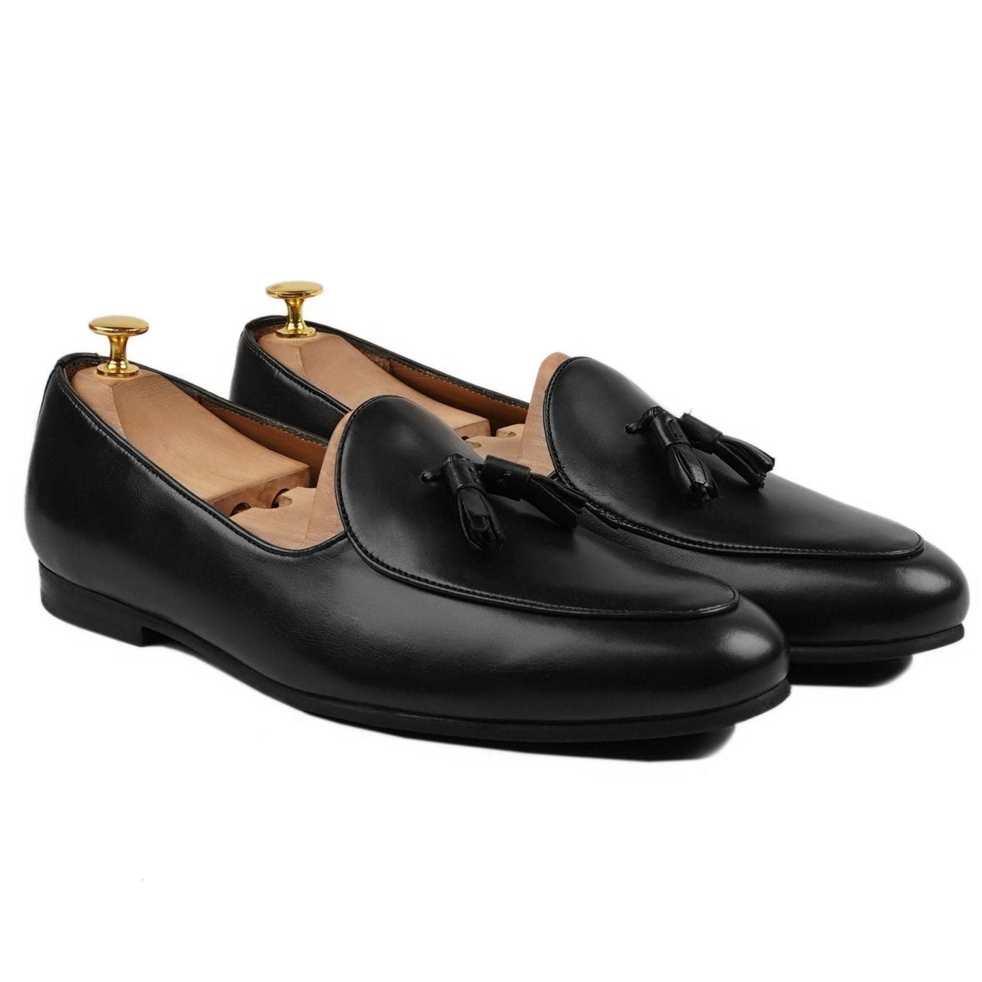 noirtide Hand-Made Custom Men's Black Calf Leather Loafer