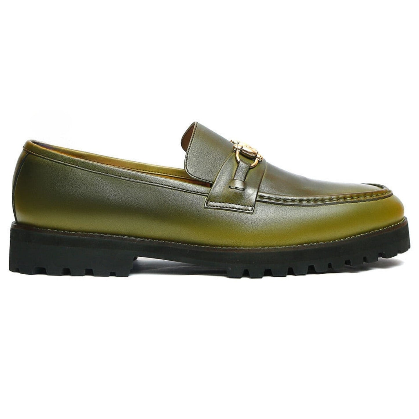 noirtide Hand-Made Custom Men's Green Calf Leather Chunky Loafer