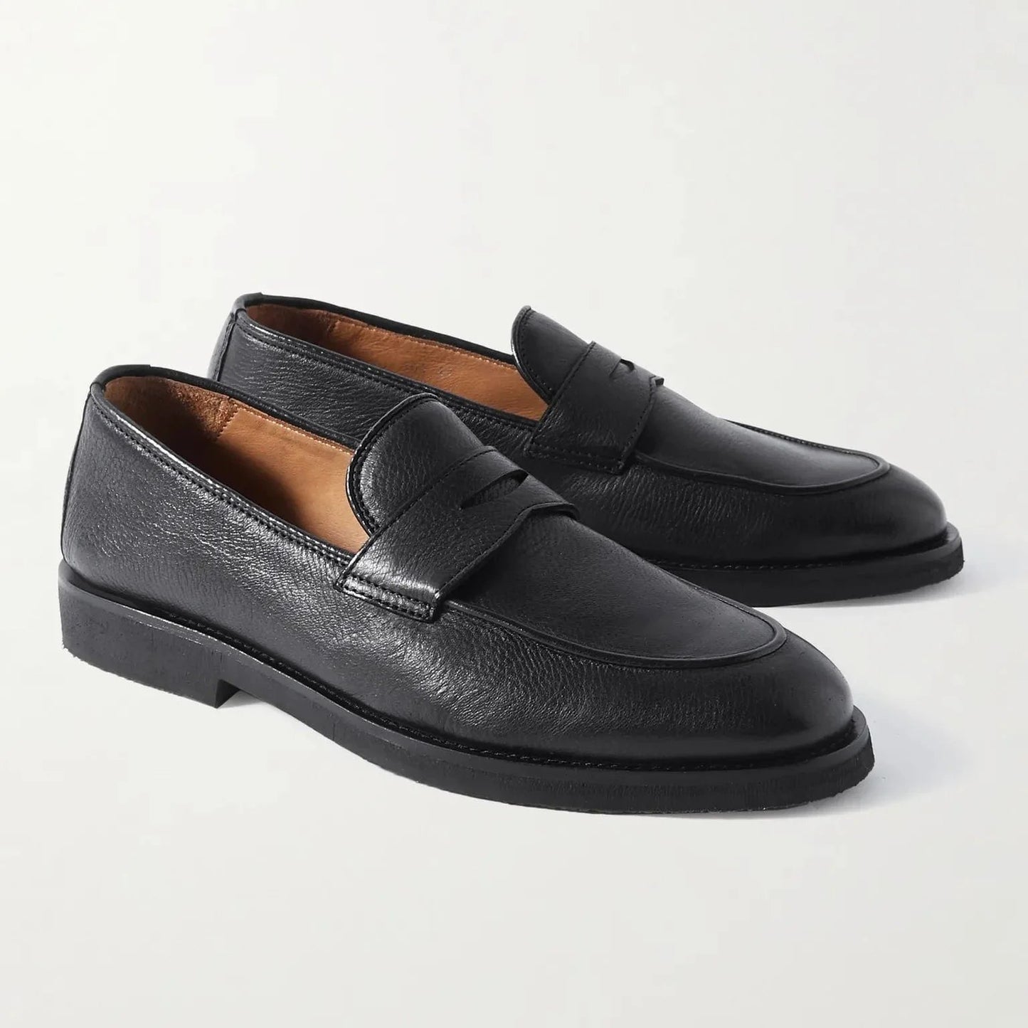 noirtide Hand-Made Customisable Calf Leather Men Black Penny Loafers Loafer