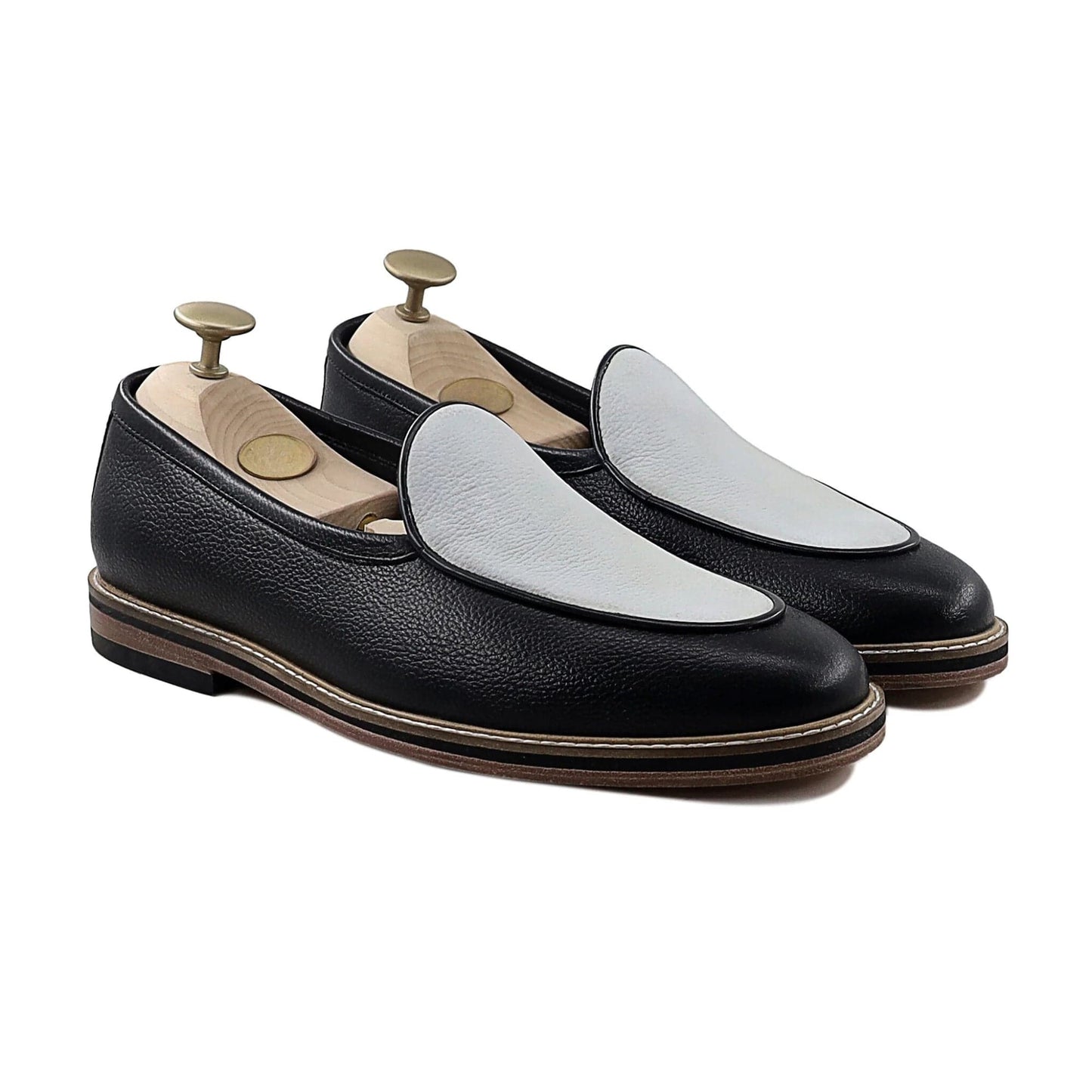 Noirtide Handmade Custom Black Calf Leather Mens Loafers