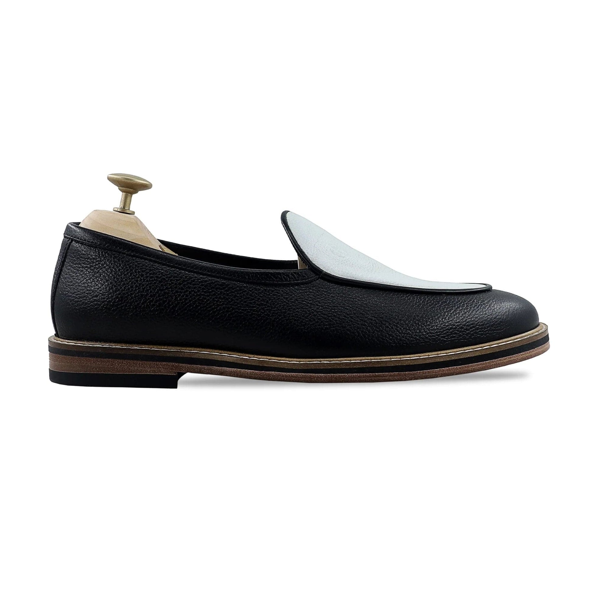 Noirtide Handmade Custom Black Calf Leather Mens Loafers