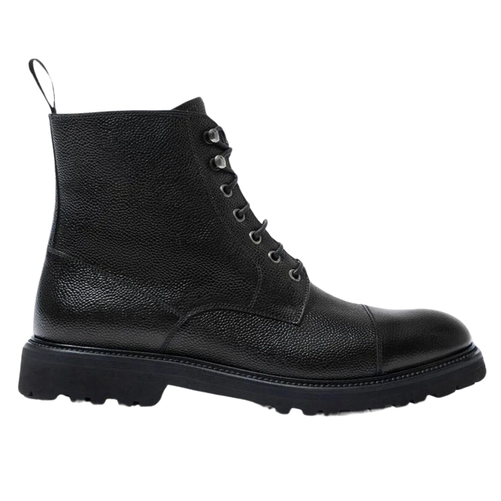 noirtide Handmade Custom Black Pebble Grain Leather Boots For Men