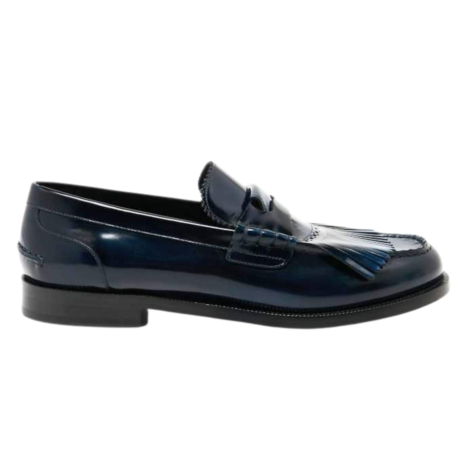 Noirtide Handmade Custom Blue Patent Leather Women Moccassion