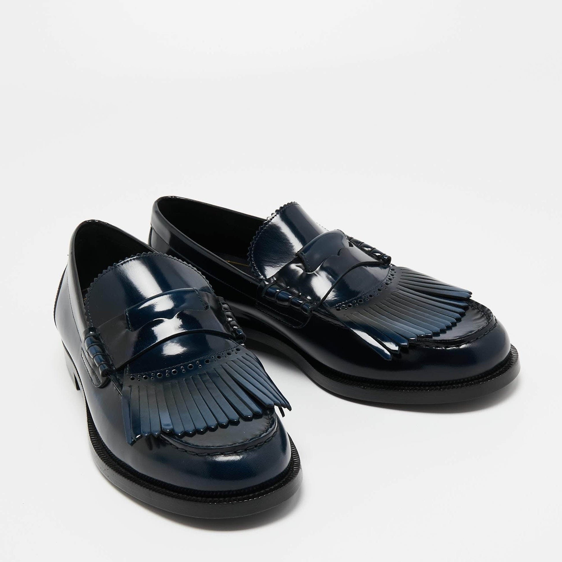 Noirtide Handmade Custom Blue Patent Leather Women Moccassion