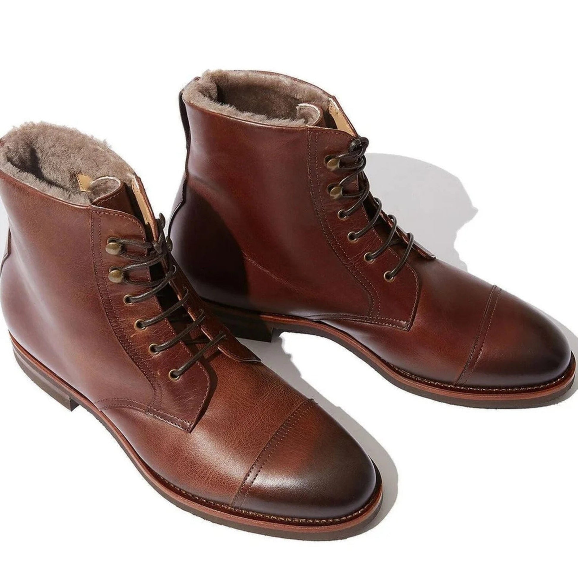 noirtide Handmade Custom Brown Calf Leather Boots For Men