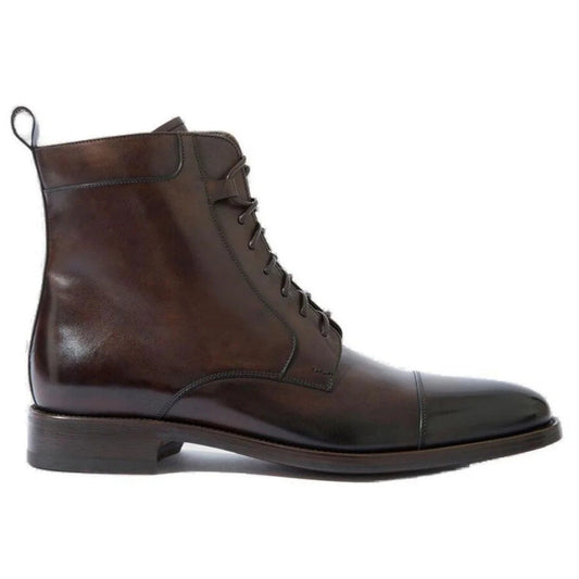 noirtide Handmade Custom Brown Calf Leather Boots For Men