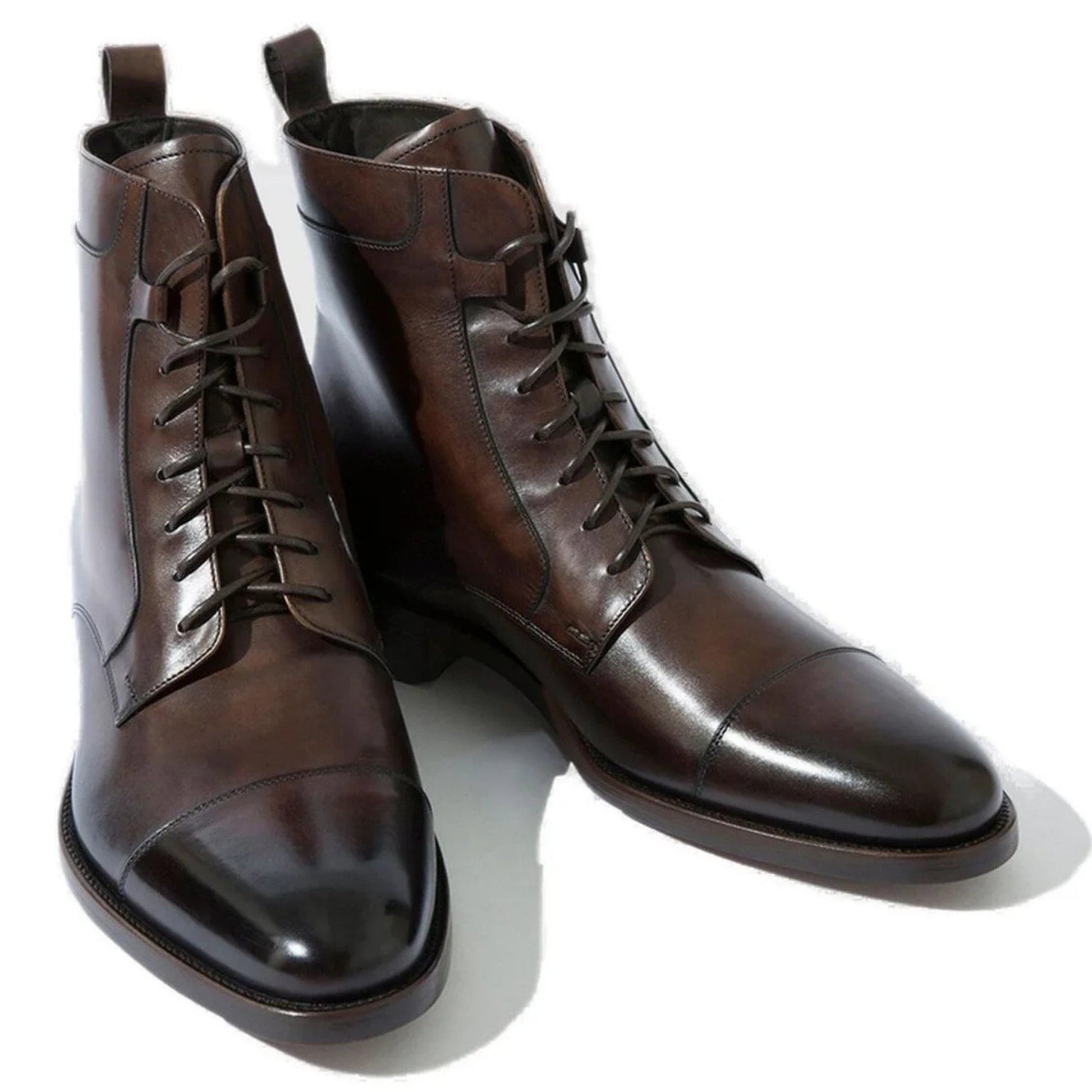 noirtide Handmade Custom Brown Calf Leather Boots For Men