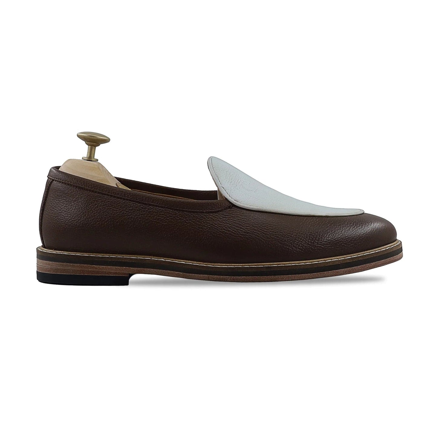 Noirtide Handmade Custom Brown Calf Leather Mens Loafers