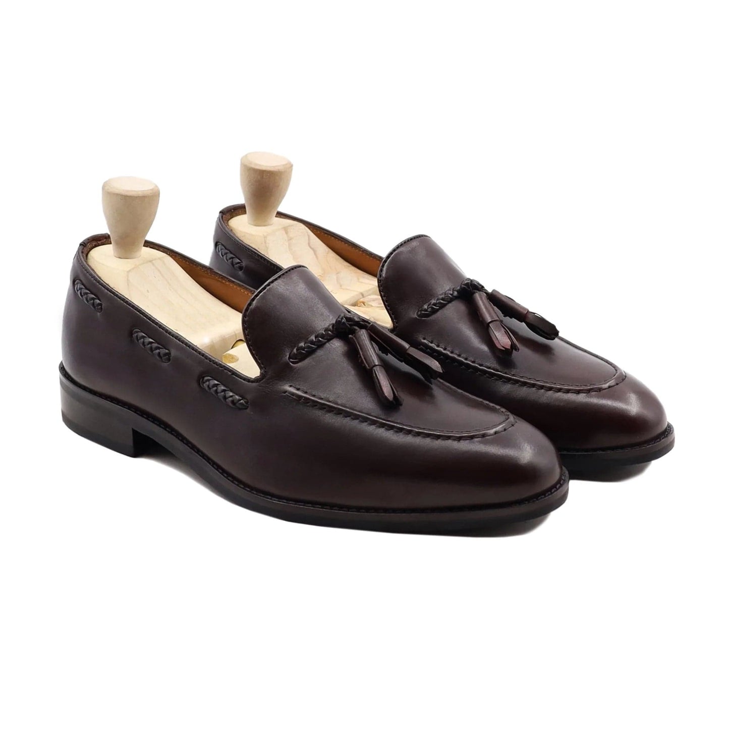 Noirtide Handmade Custom Brown Leather Mens Loafers