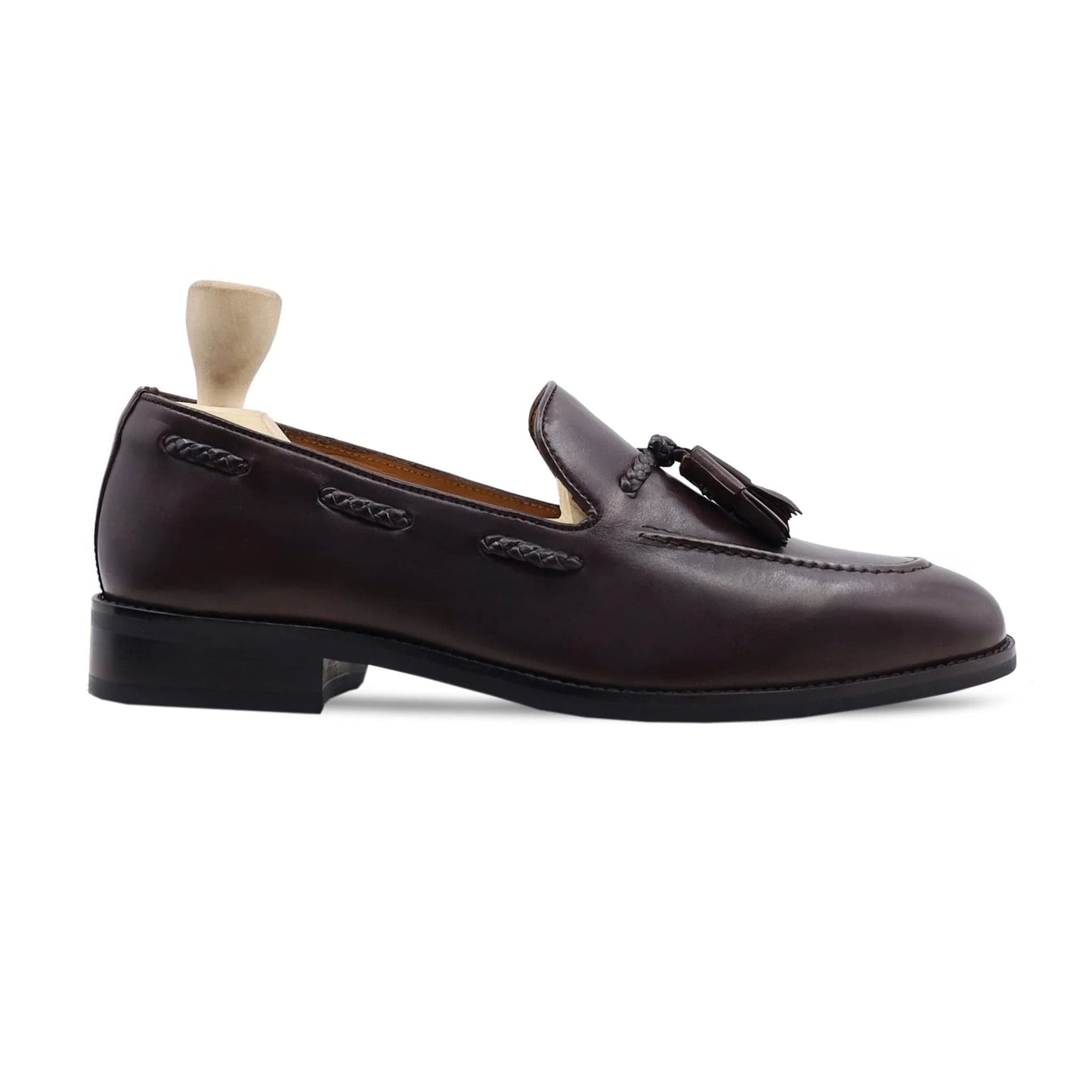 Noirtide Handmade Custom Brown Leather Mens Loafers