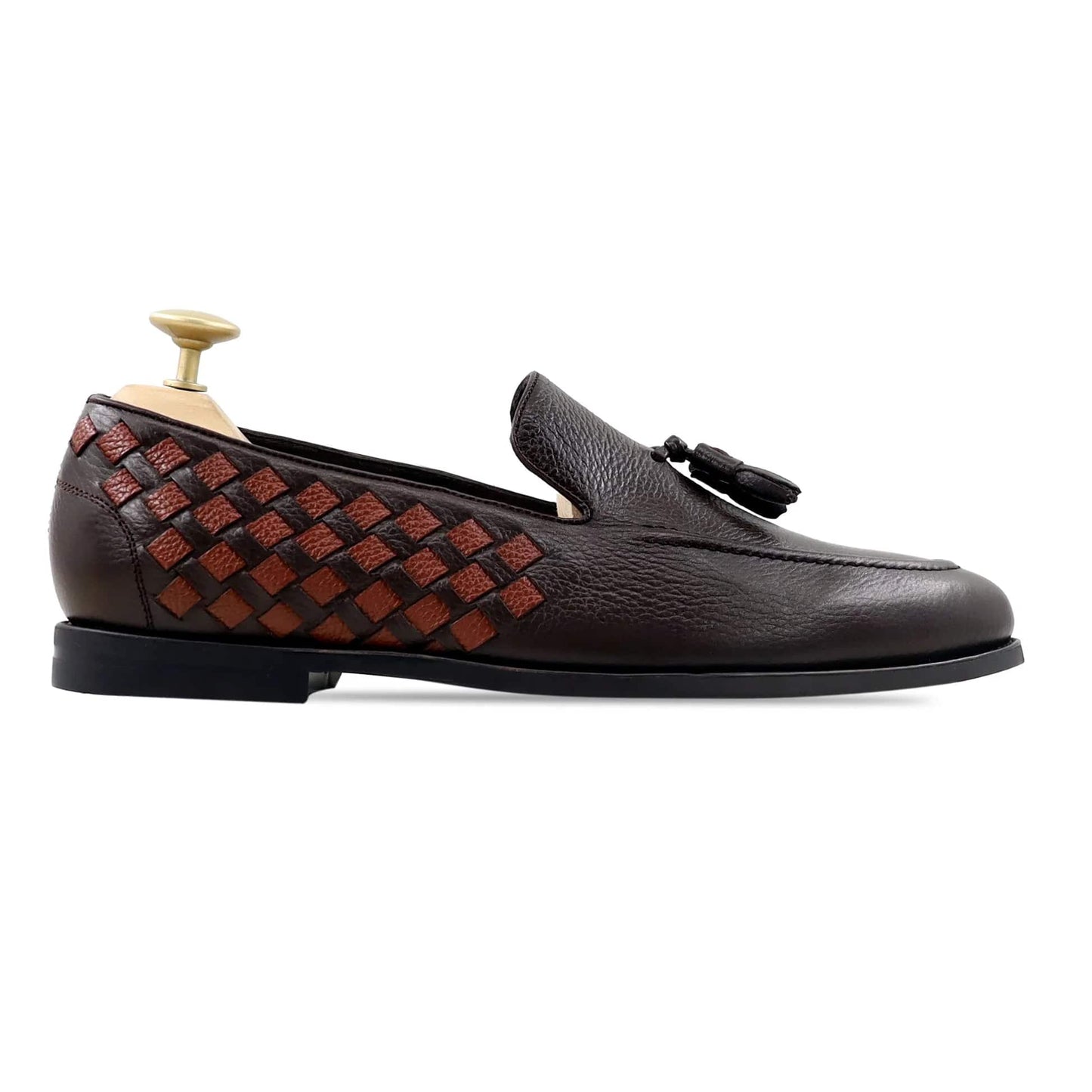 Noirtide Handmade Custom Brown Leather Mens Loafers