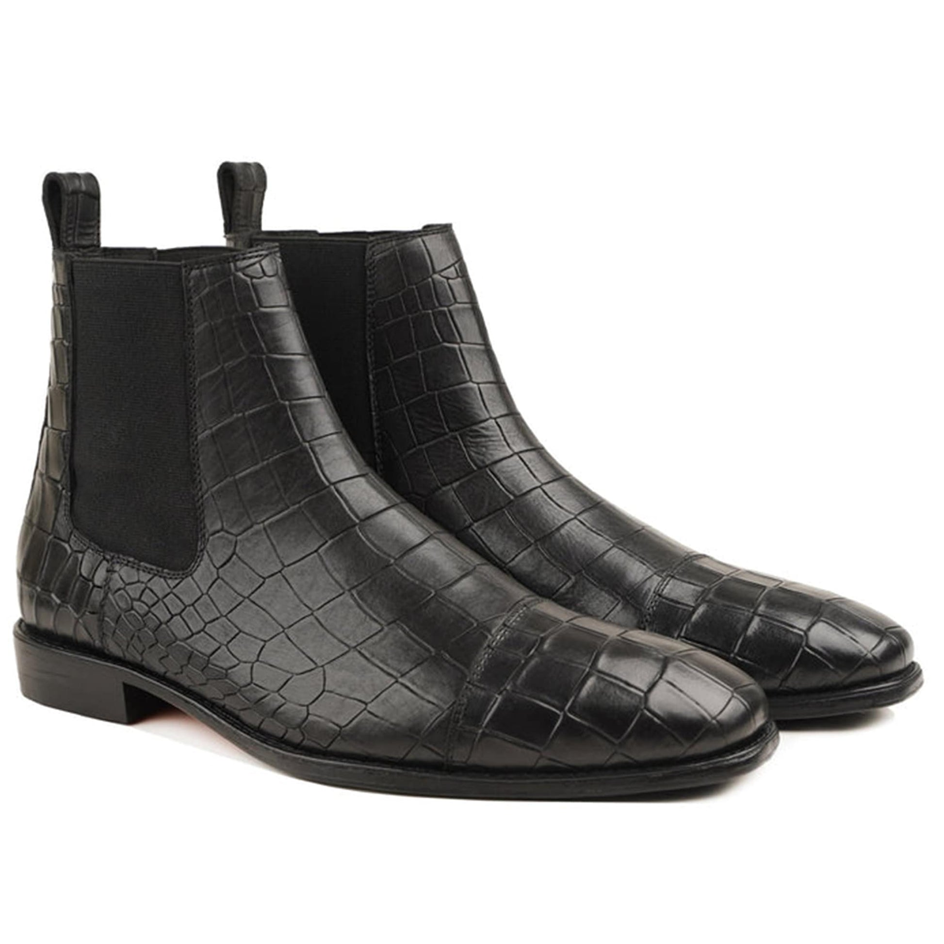 noirtide Handmade Custom Crocodile Leather Chelsea Boots For Men