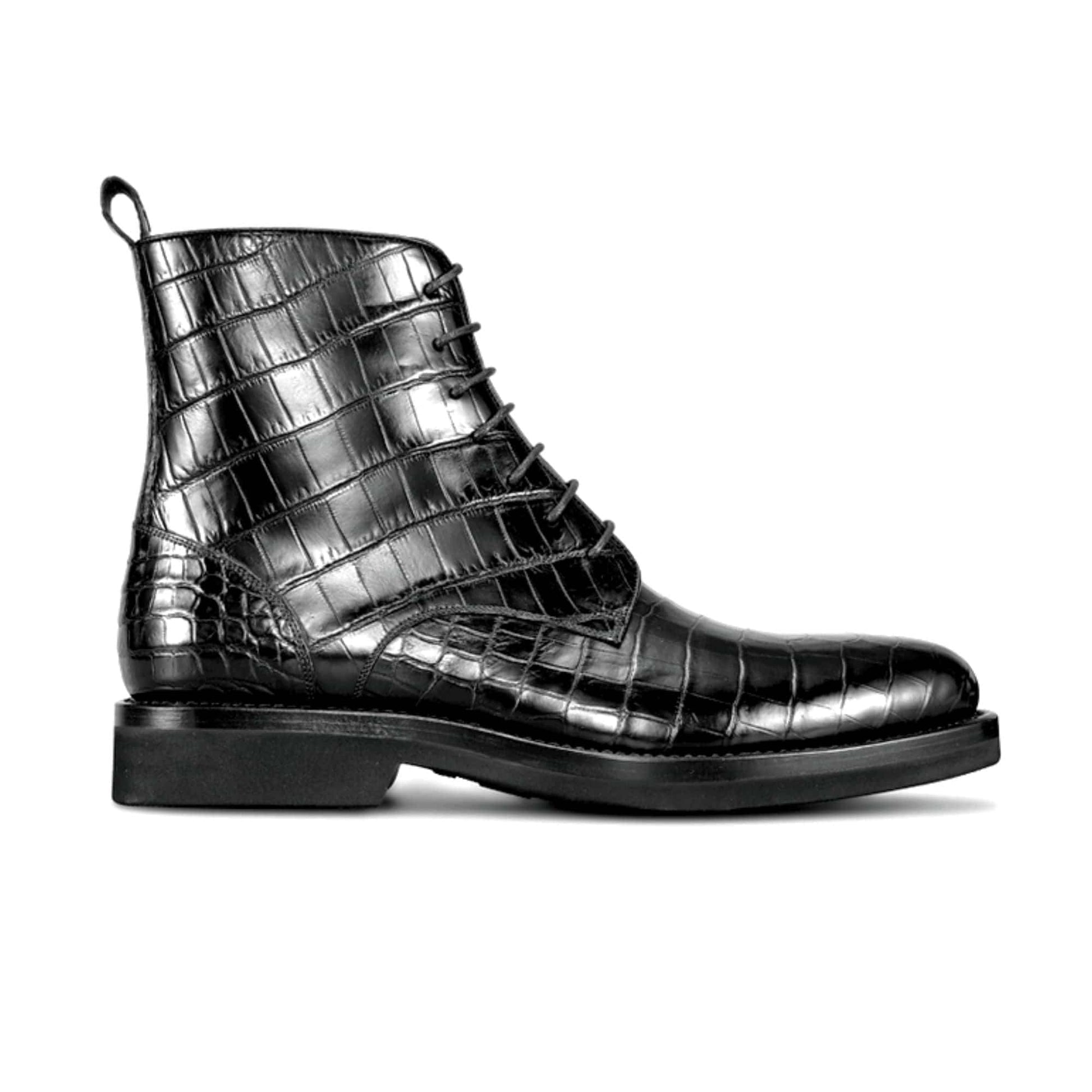 noirtide Handmade Custom Crocodile Pattern Leather Boots For Men