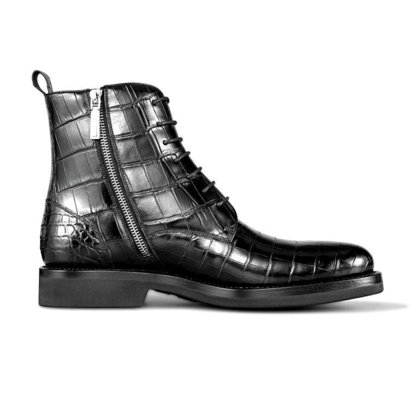 noirtide Handmade Custom Crocodile Pattern Leather Boots For Men