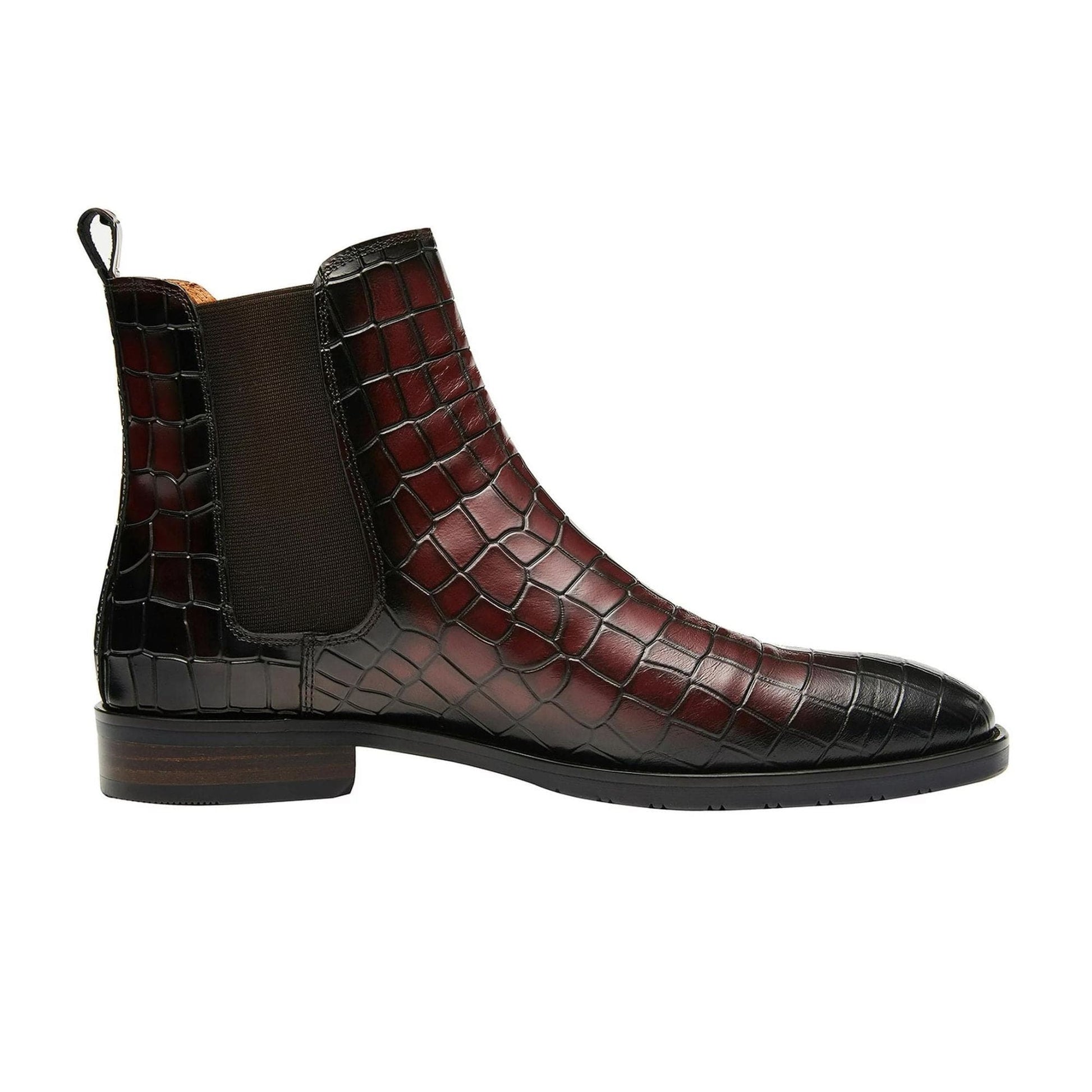 noirtide Handmade Custom Crocodile Pattern Leather Chelsea Boots For Men