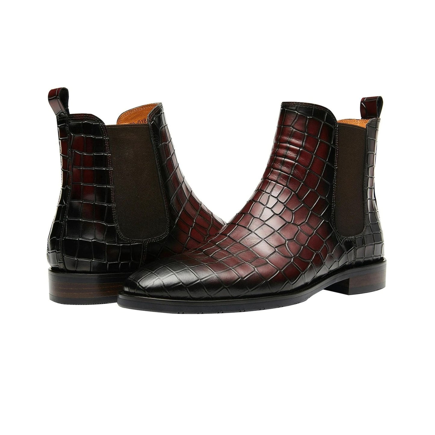 noirtide Handmade Custom Crocodile Pattern Leather Chelsea Boots For Men