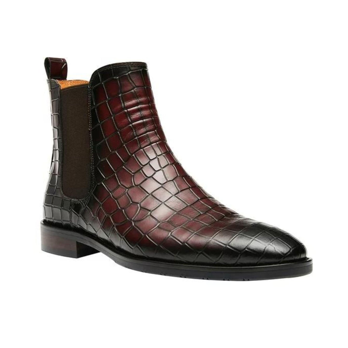 noirtide Handmade Custom Crocodile Pattern Leather Chelsea Boots For Men