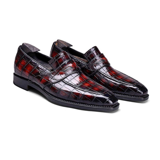 noirtide Handmade, Custom Crocodile Pattern Leather Loafer