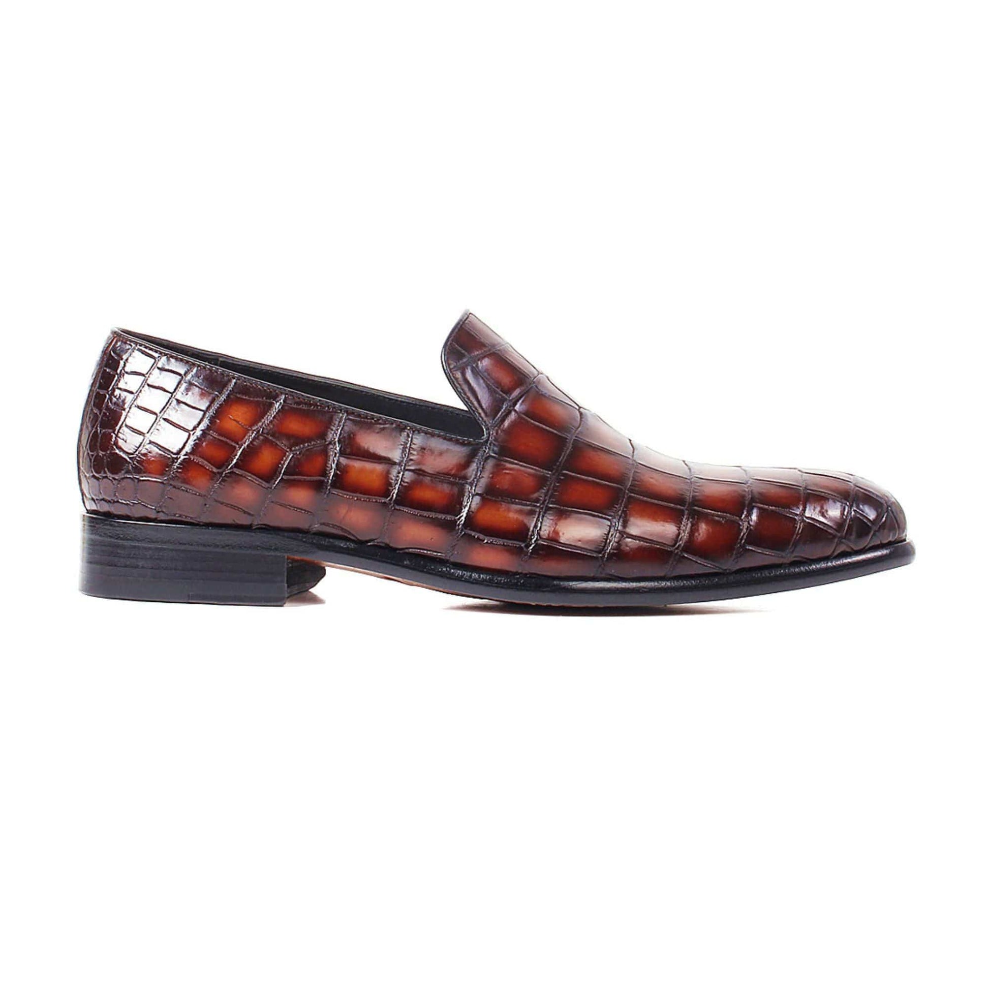 noirtide Handmade, Custom Crocodile Pattern Leather Loafer