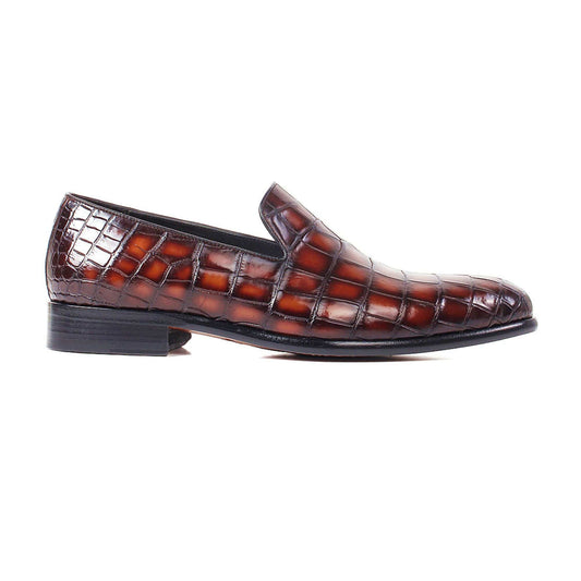 noirtide Handmade, Custom Crocodile Pattern Leather Loafer