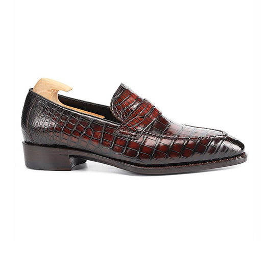 noirtide Handmade, Custom Crocodile Pattern Leather Loafer