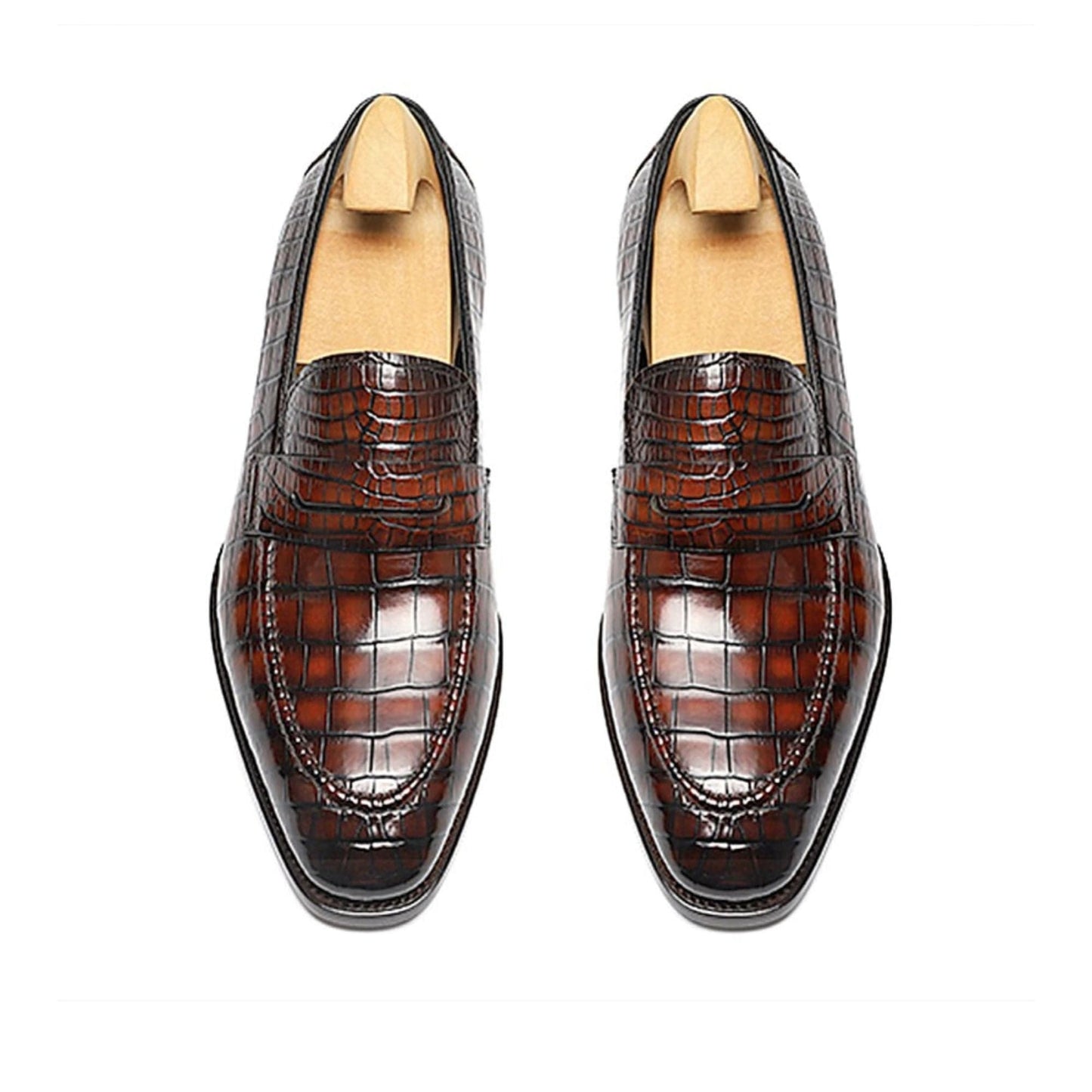 noirtide Handmade, Custom Crocodile Pattern Leather Loafer