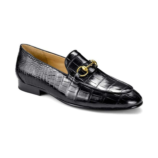 noirtide Handmade, Custom Crocodile Pattern Leather Loafer