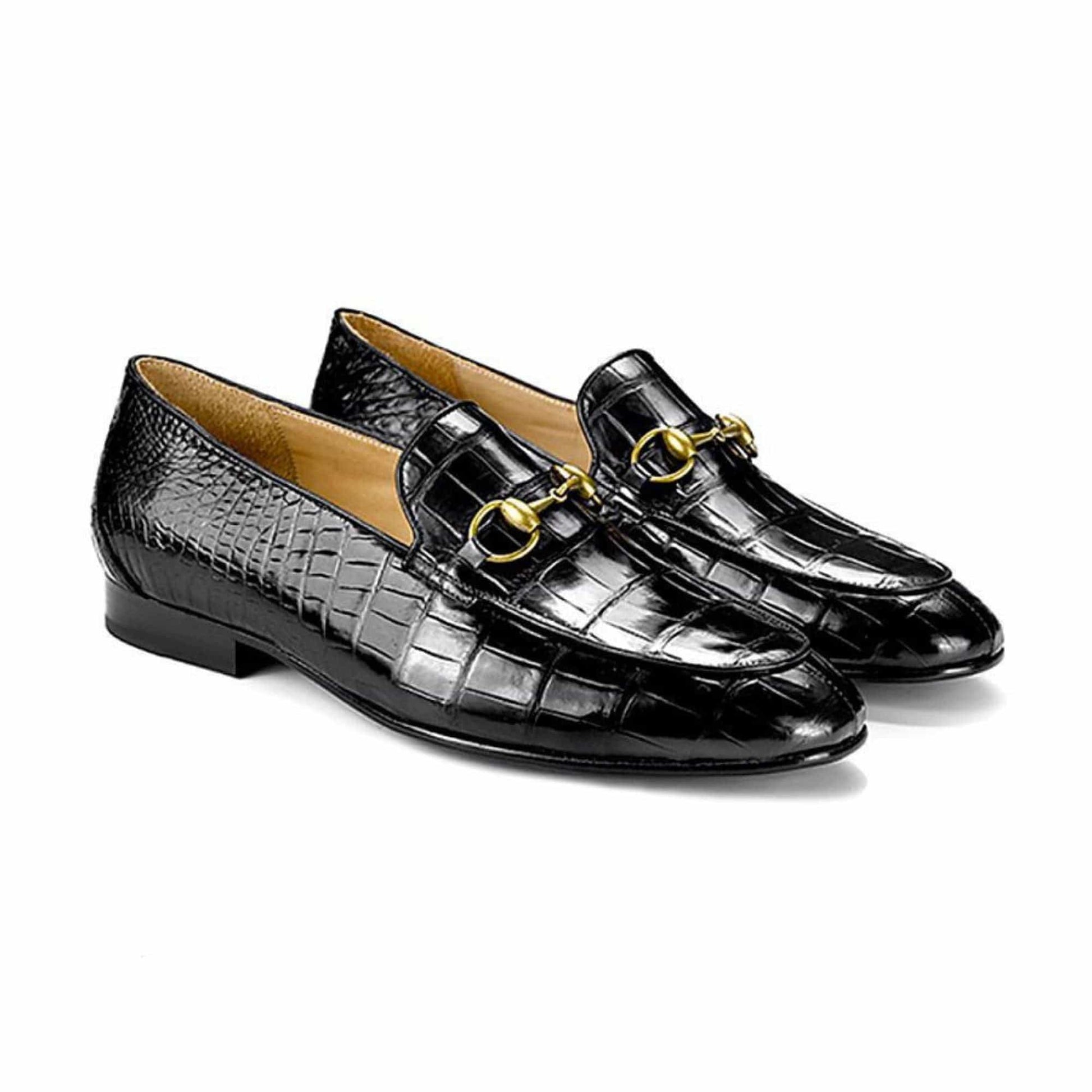 noirtide Handmade, Custom Crocodile Pattern Leather Loafer