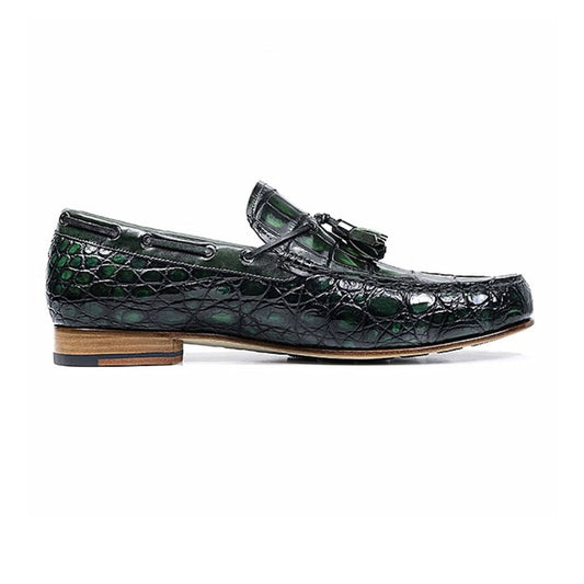 noirtide Handmade, Custom Crocodile Pattern Men Leather Loafer