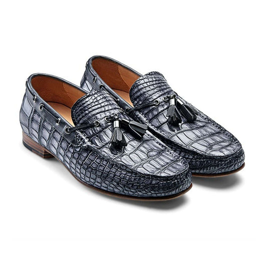 noirtide Handmade, Custom Crocodile Pattern Men Leather Loafer