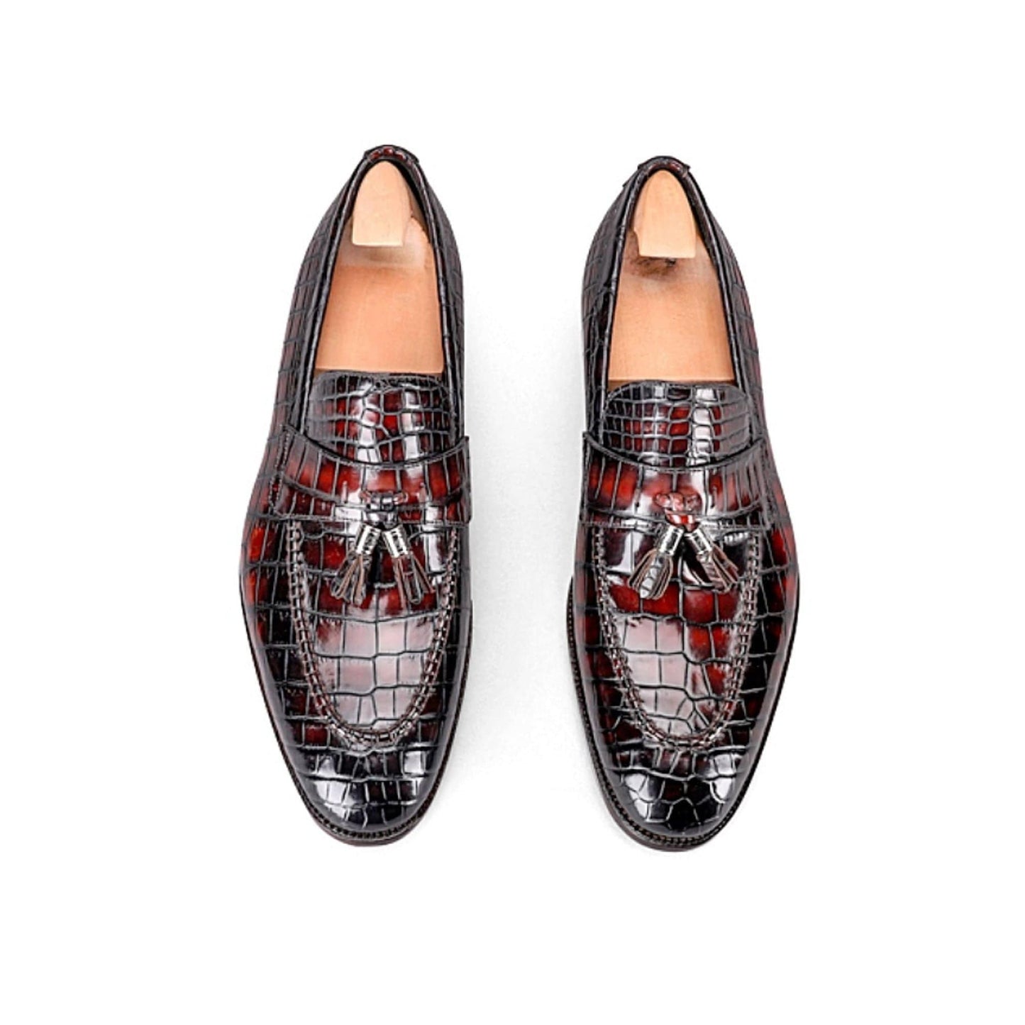 noirtide Handmade, Custom Crocodile Pattern Men Leather Loafer