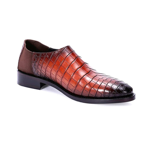 noirtide Handmade, Custom Crocodile Pattern Men Leather Loafer