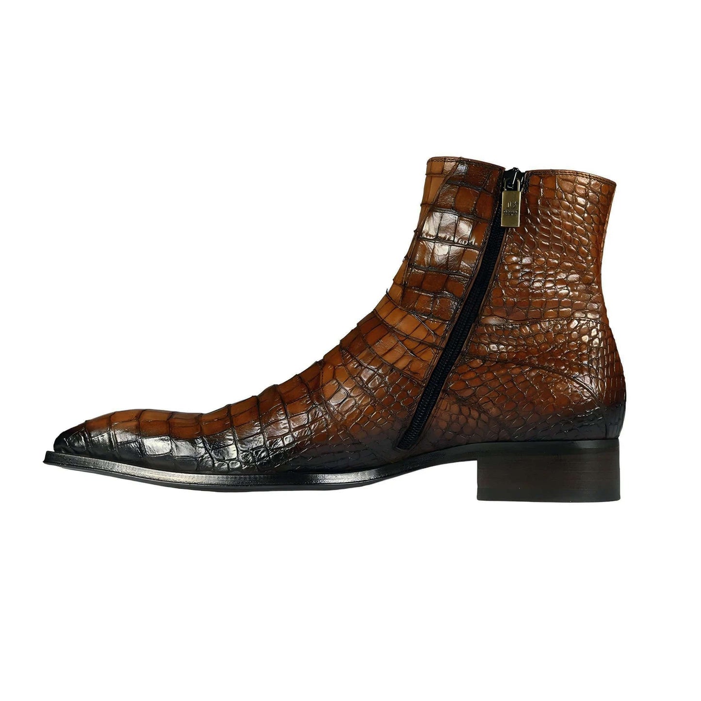 noirtide Handmade Custom Crocodile Print Leather Ankle Boots For Men