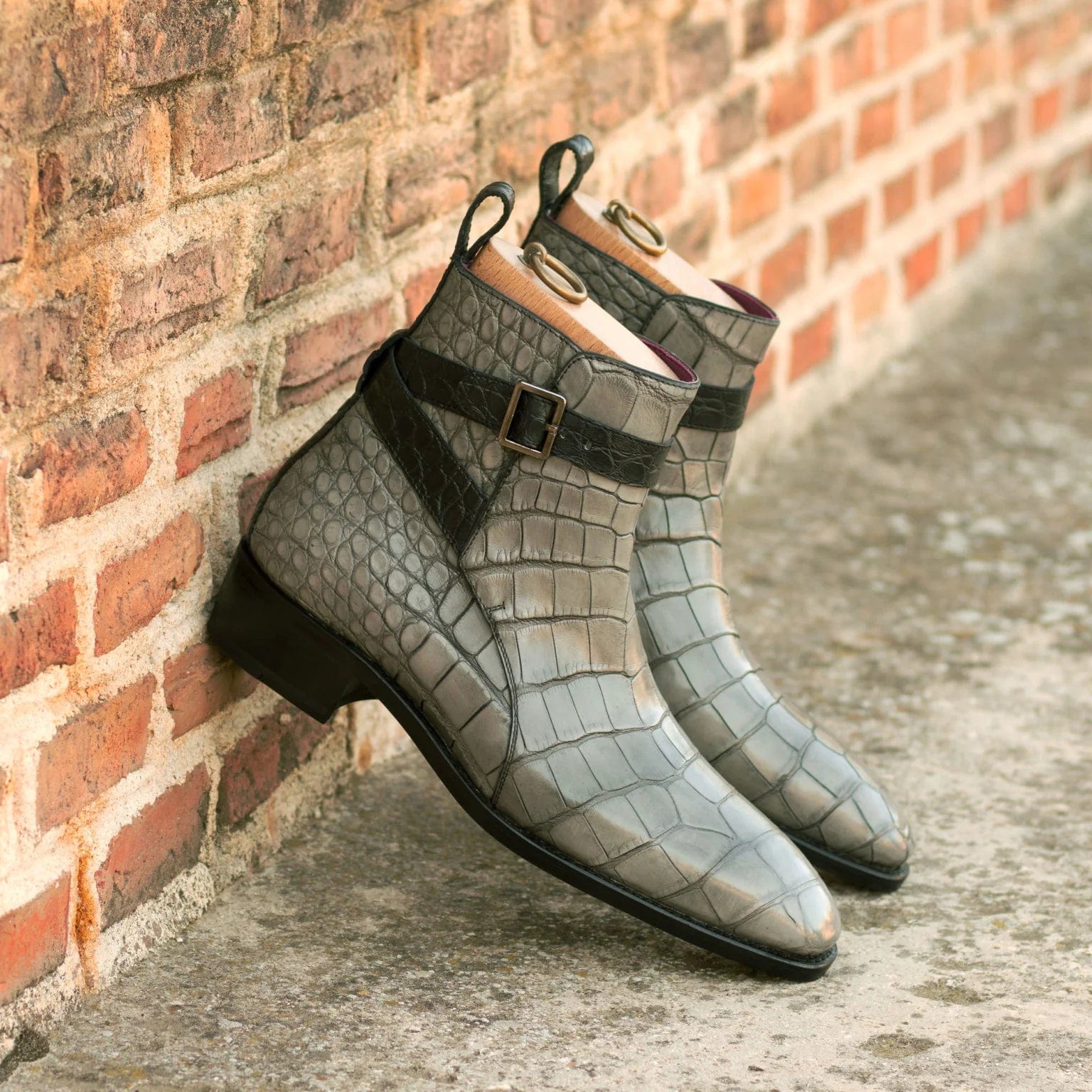 noirtide Handmade Custom Gray Calf Leather Jodhpur Boots