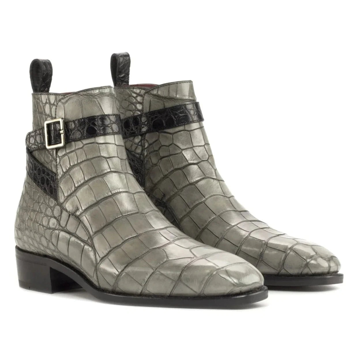 noirtide Handmade Custom Gray Calf Leather Jodhpur Boots