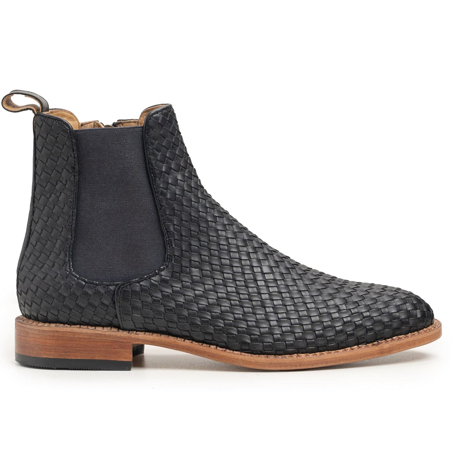 noirtide Handmade Custom Hand-Woven Leather Chelsea Boots