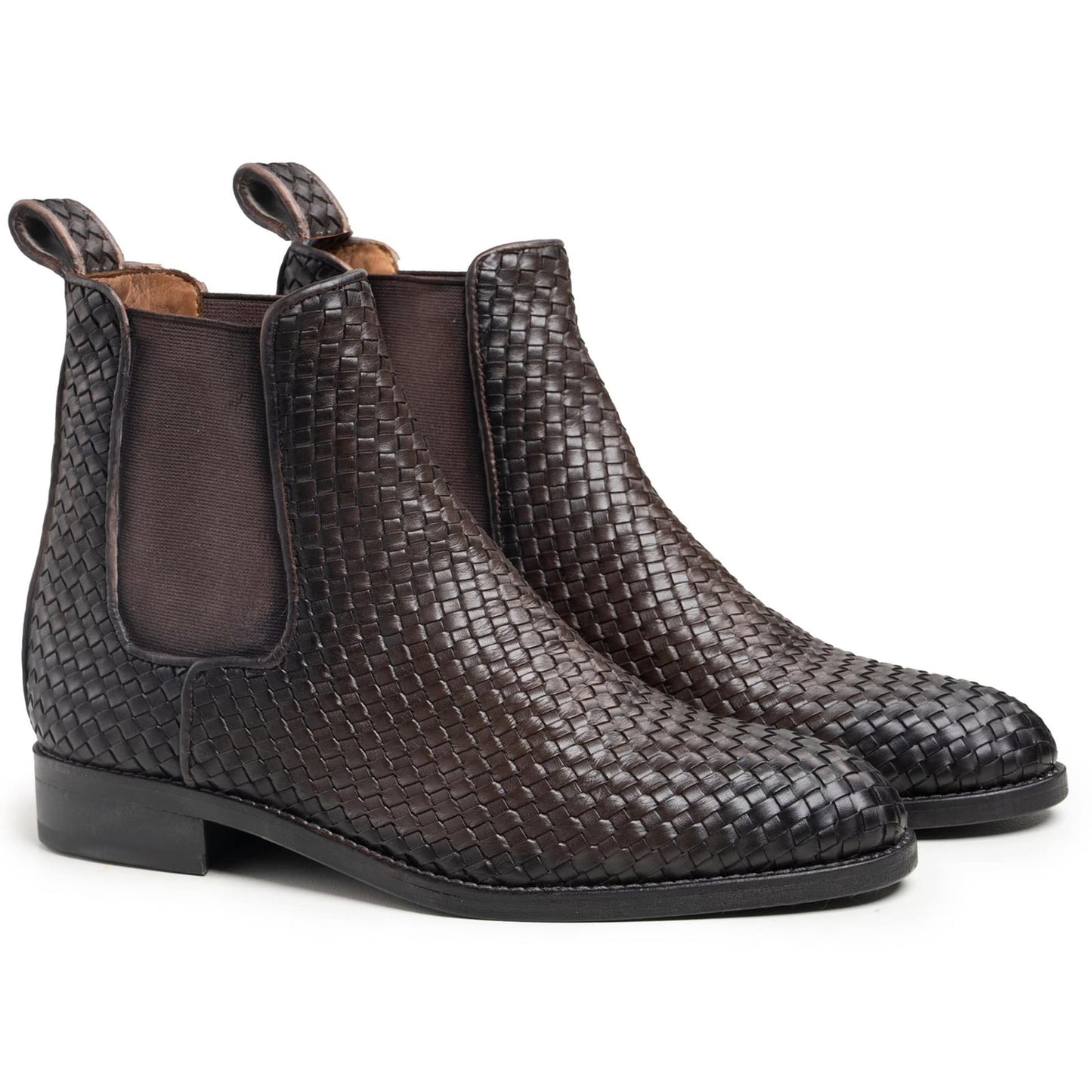 noirtide Handmade Custom Hand-Woven Leather Chelsea Boots