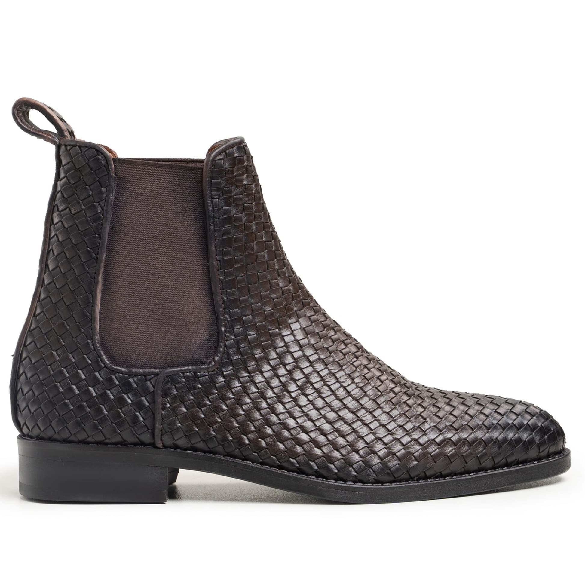 noirtide Handmade Custom Hand-Woven Leather Chelsea Boots