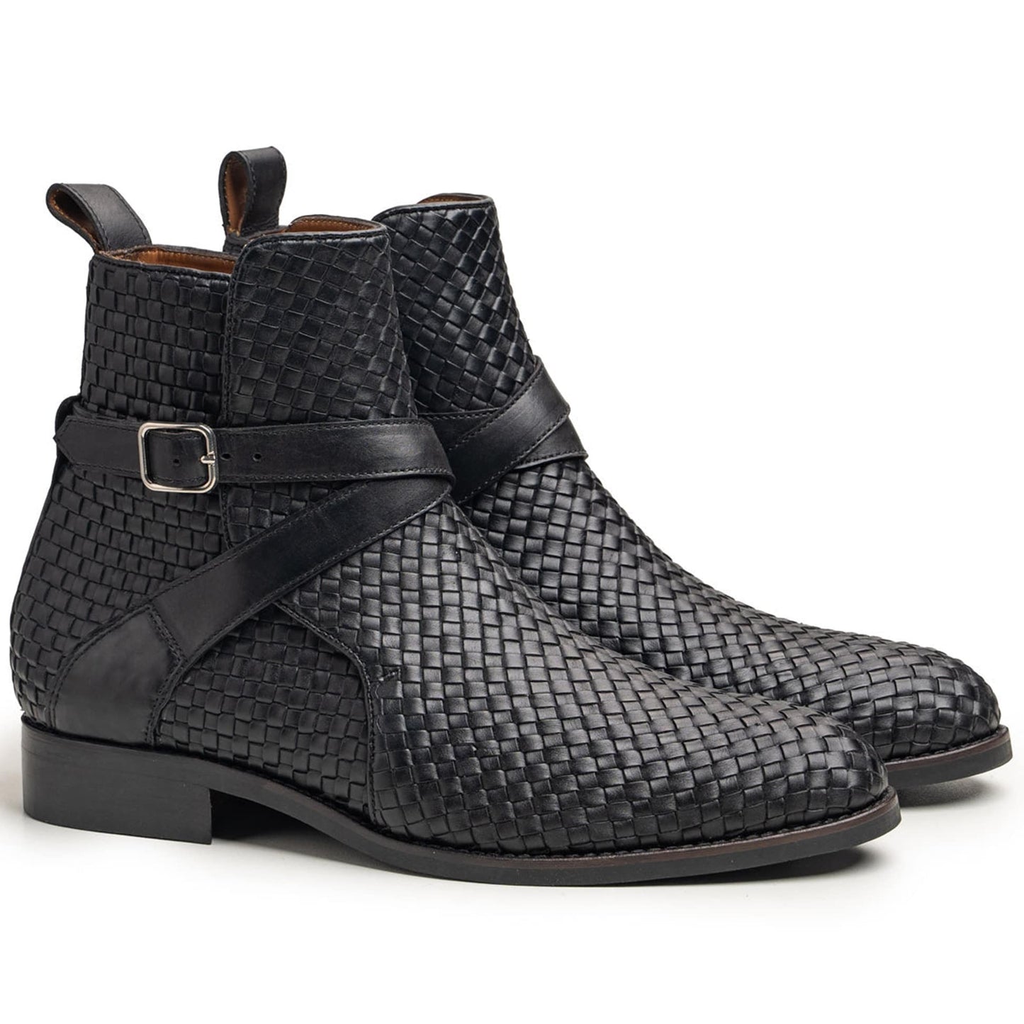 noirtide Handmade Custom Hand-Woven Leather Jodhpur Boots