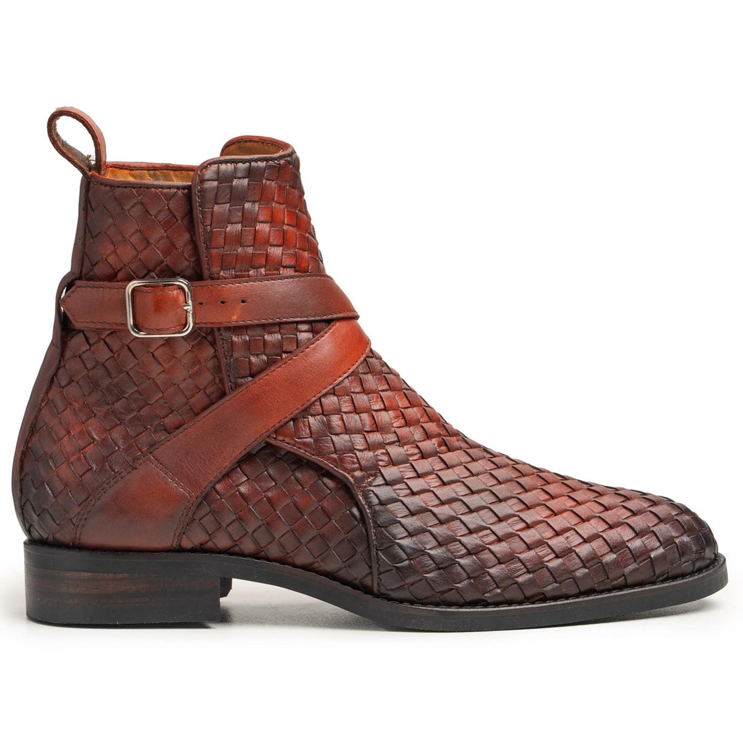 noirtide Handmade Custom Hand-Woven Leather Jodhpur Boots