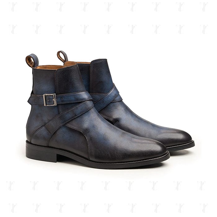 noirtide Handmade, Custom Leather Men Blue Jodhpur Boots, Horse Riding Boots