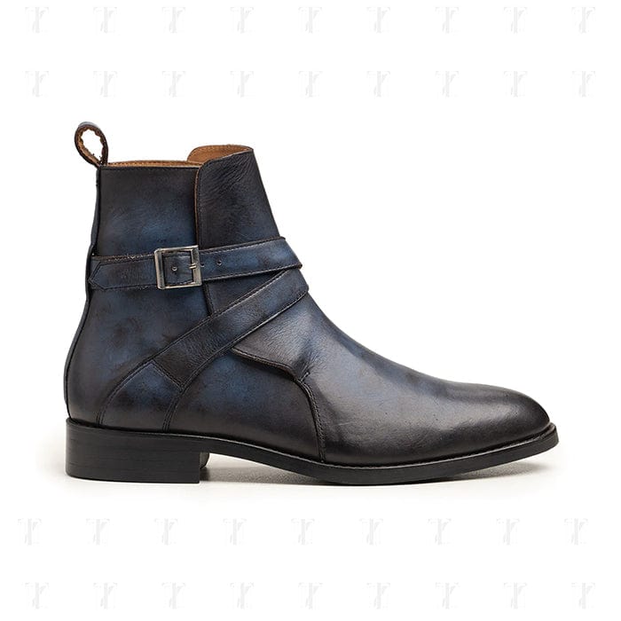 noirtide Handmade, Custom Leather Men Blue Jodhpur Boots, Horse Riding Boots