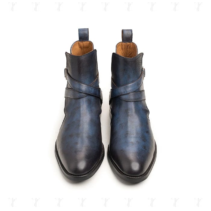 noirtide Handmade, Custom Leather Men Blue Jodhpur Boots, Horse Riding Boots