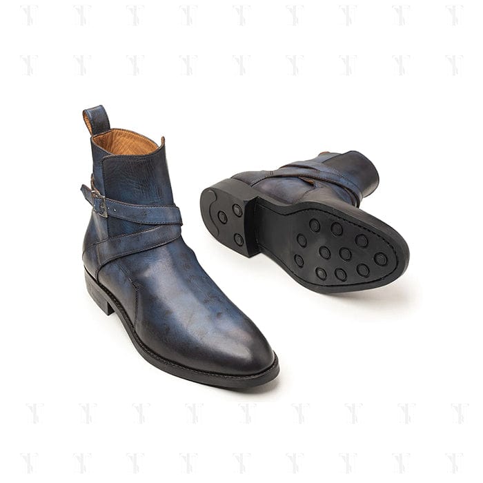 noirtide Handmade, Custom Leather Men Blue Jodhpur Boots, Horse Riding Boots