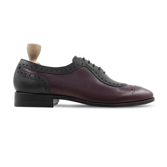 noirtide Handmade, Custom Men's Black and Oxblood Calf Leather Oxford Shoes